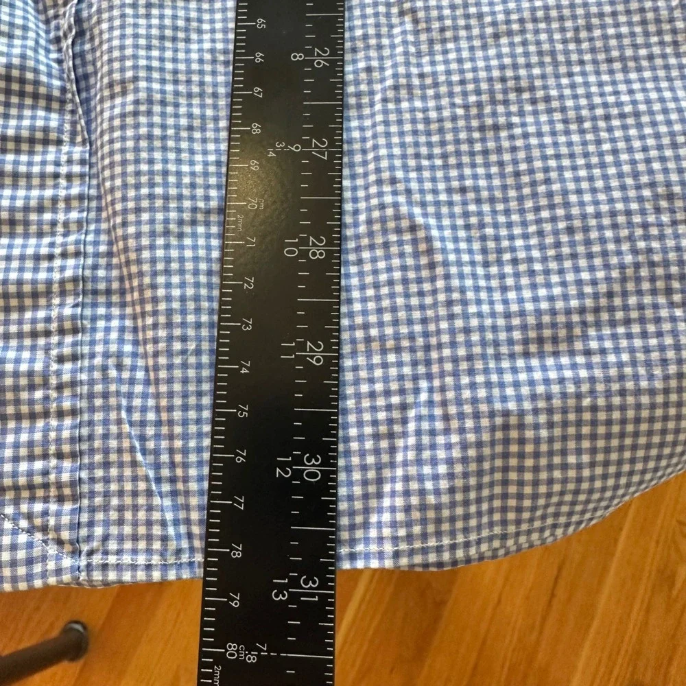 Polo Ralph Lauren Shirt Men 17.5 Blue Gingham Classic Fit Long Sleeve ButtonDown